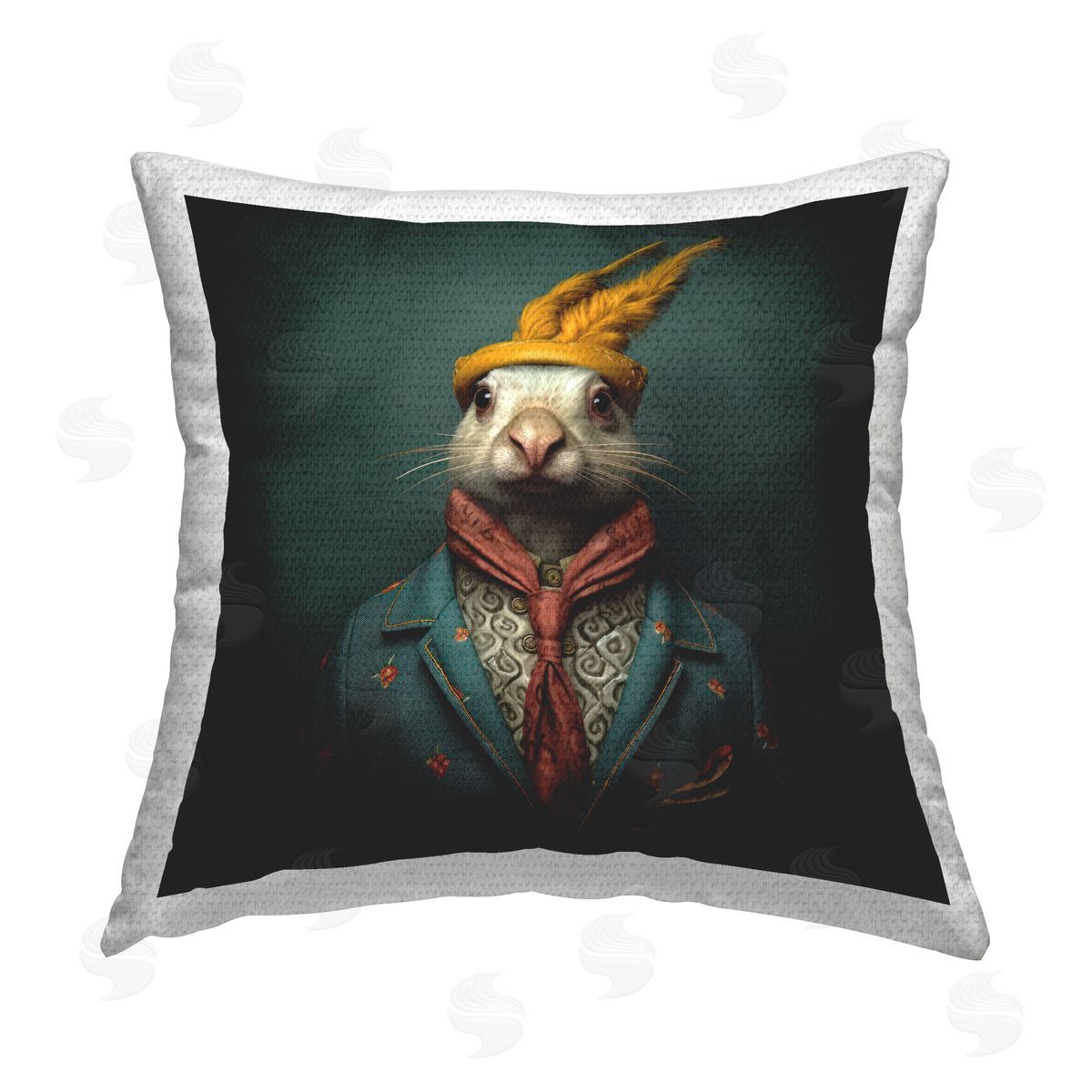 Lazar Studio Rabbit in Vintage Attire Outdoor Quick-Dry Polyester Printed Throw Pillow