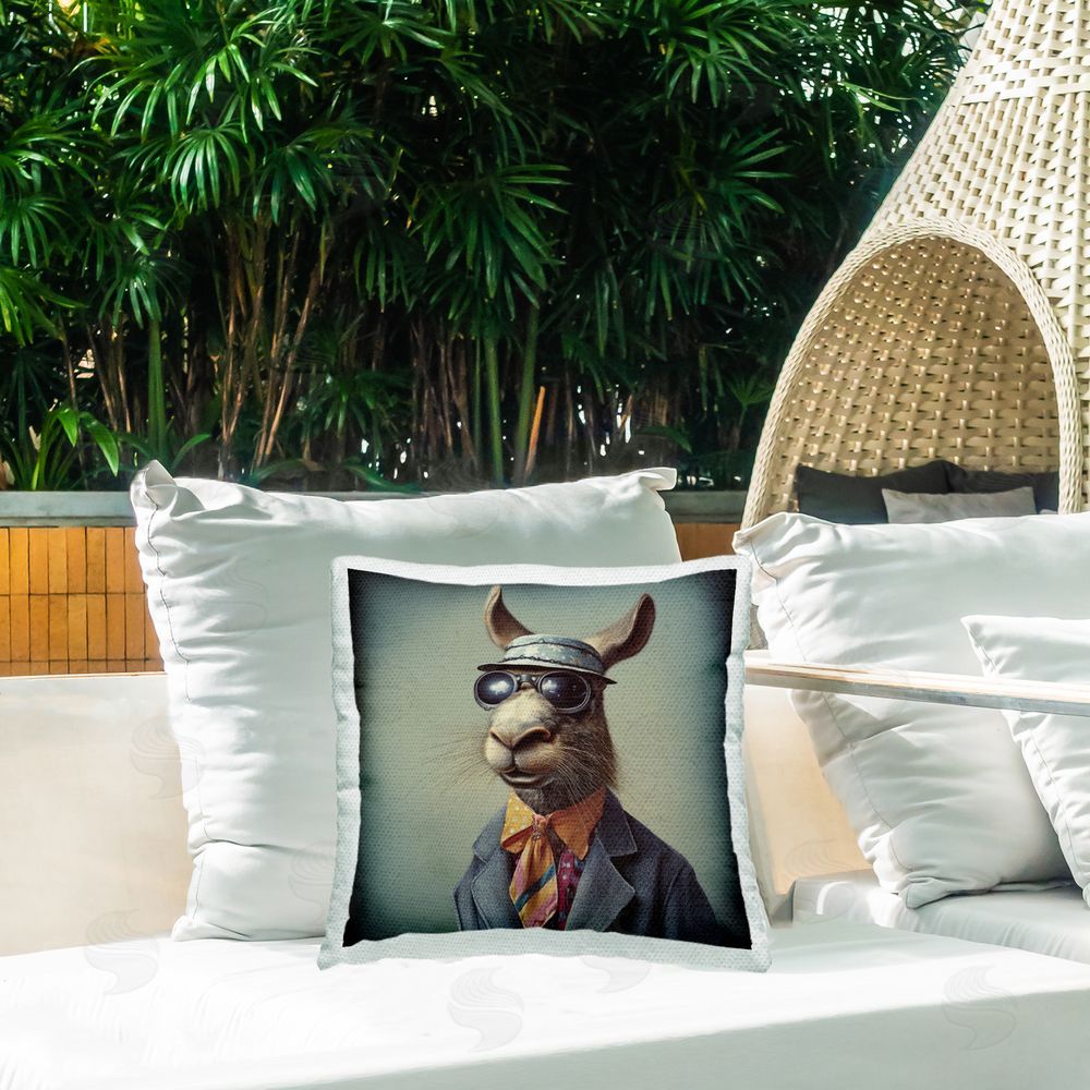 Lazar Studio Vintage Animal in Fashion Outdoor Quick-Dry Polyester Printed Throw Pillow in Back Yard