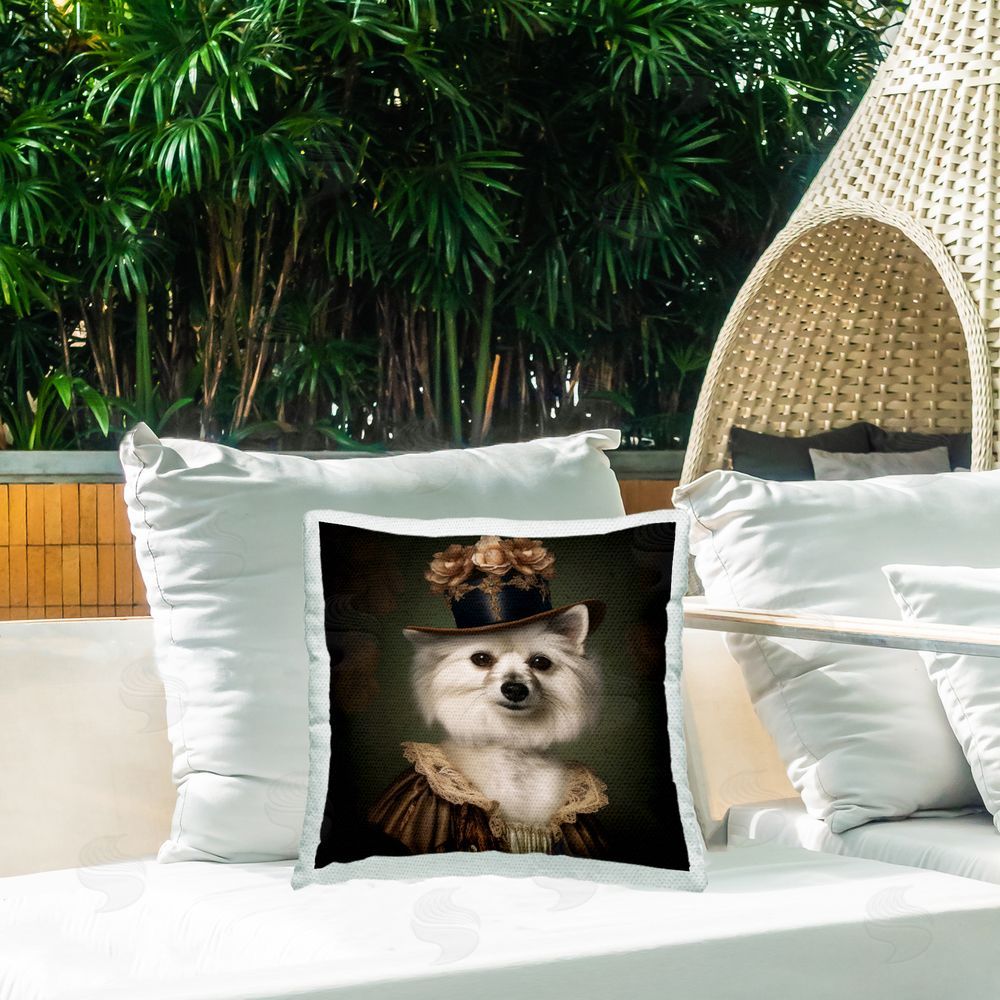 Lazar Studio Vintage Style Dog Portrait Outdoor Quick-Dry Polyester Printed Throw Pillow in Back Yard