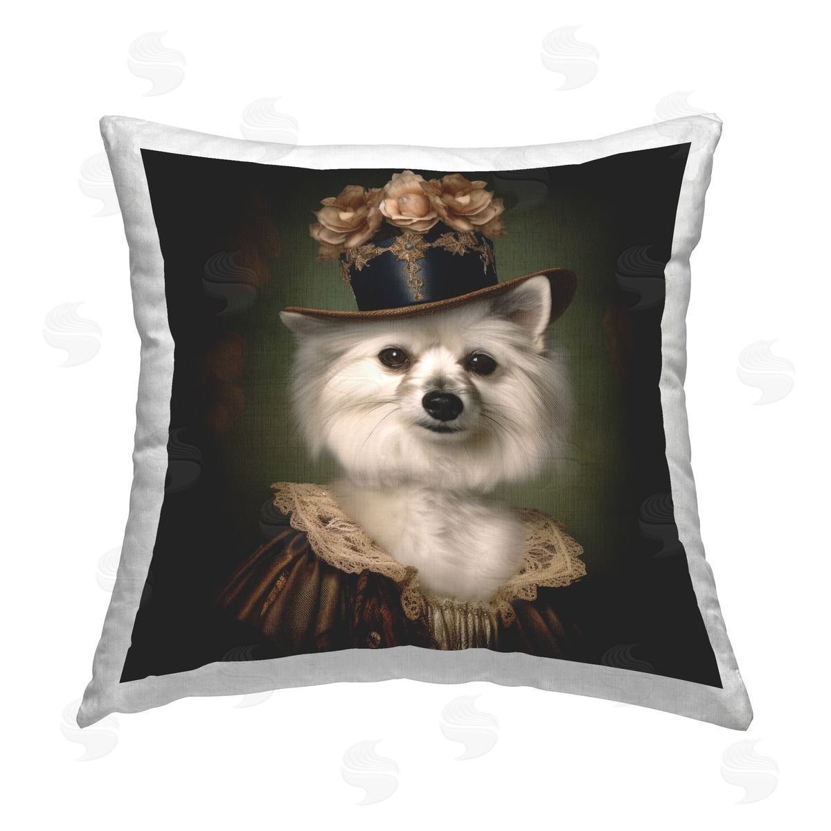 Lazar Studio Vintage Style Dog Portrait Printed Plush Polyester Throw Pillow