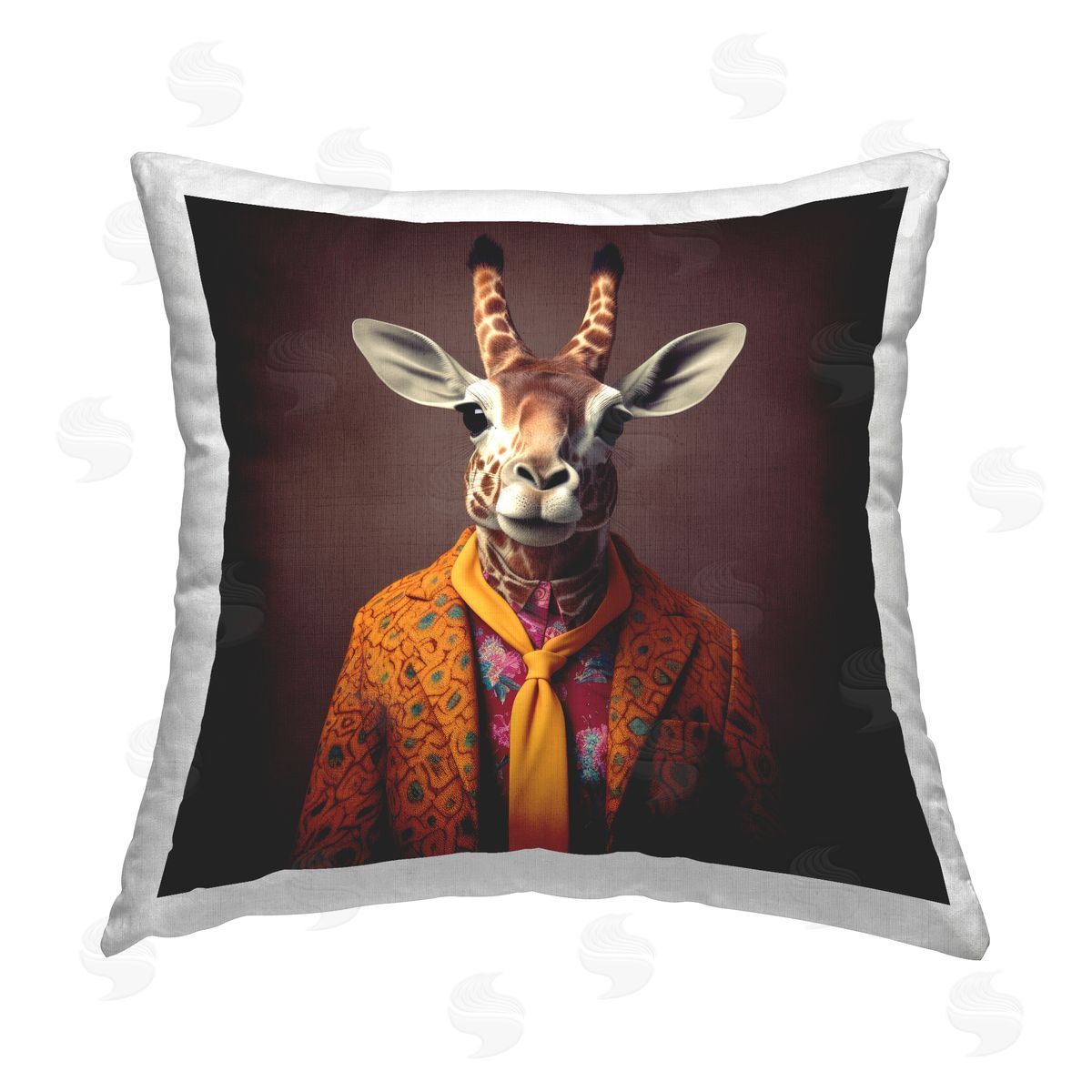 Lazar Studio Giraffe in Trendy Suit Printed Plush Polyester Throw Pillow