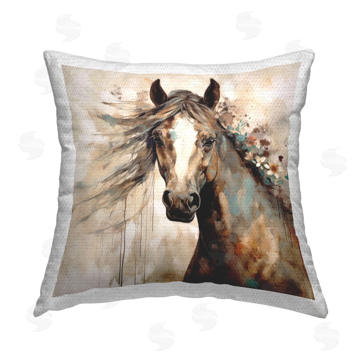 Lazar Studio Rustic Farm Horse Portrait Outdoor Quick-Dry Polyester Printed Throw Pillow