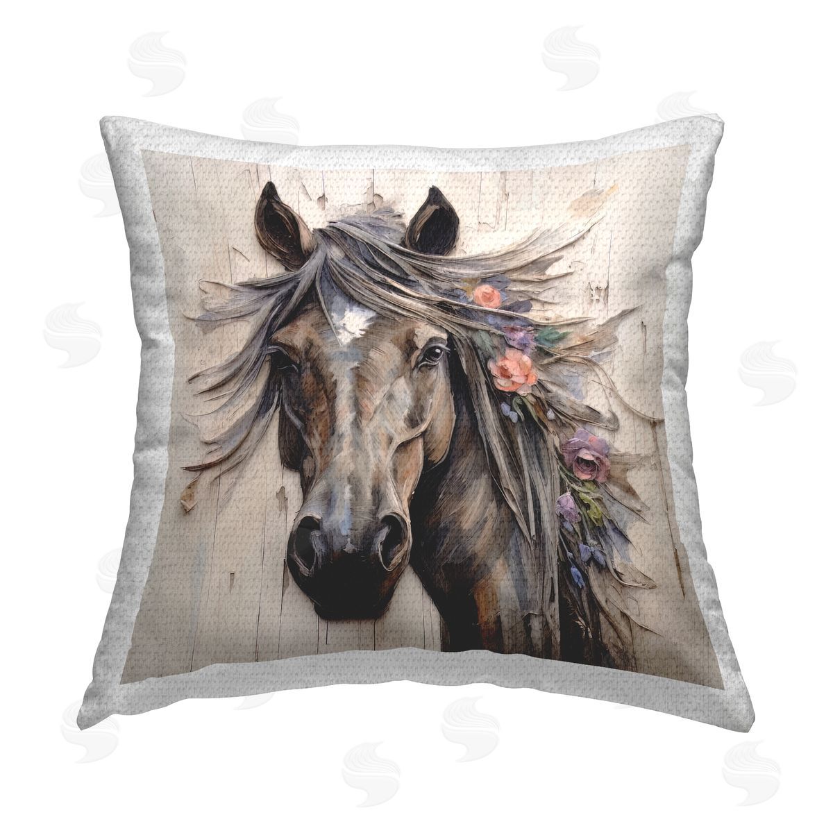 Lazar Studio Expressive Horse Portrait Outdoor Quick-Dry Polyester Printed Throw Pillow