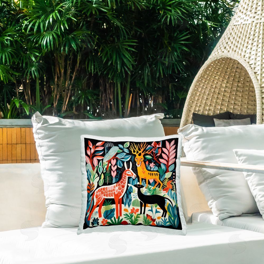 Lazar Studio Abstract Mythological Creatures Outdoor Quick-Dry Polyester Printed Throw Pillow in Back Yard