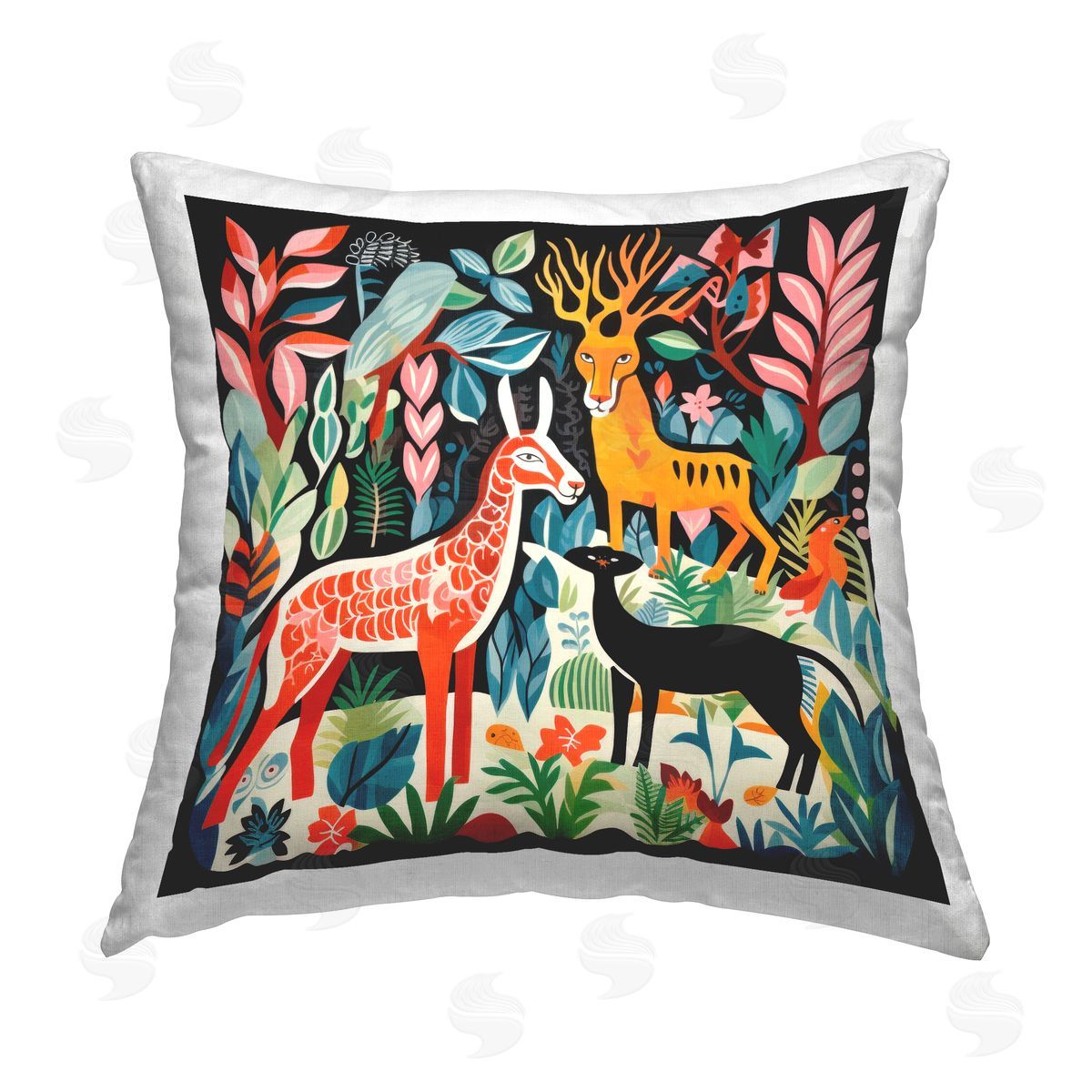 Lazar Studio Abstract Mythological Creatures Printed Plush Polyester Throw Pillow