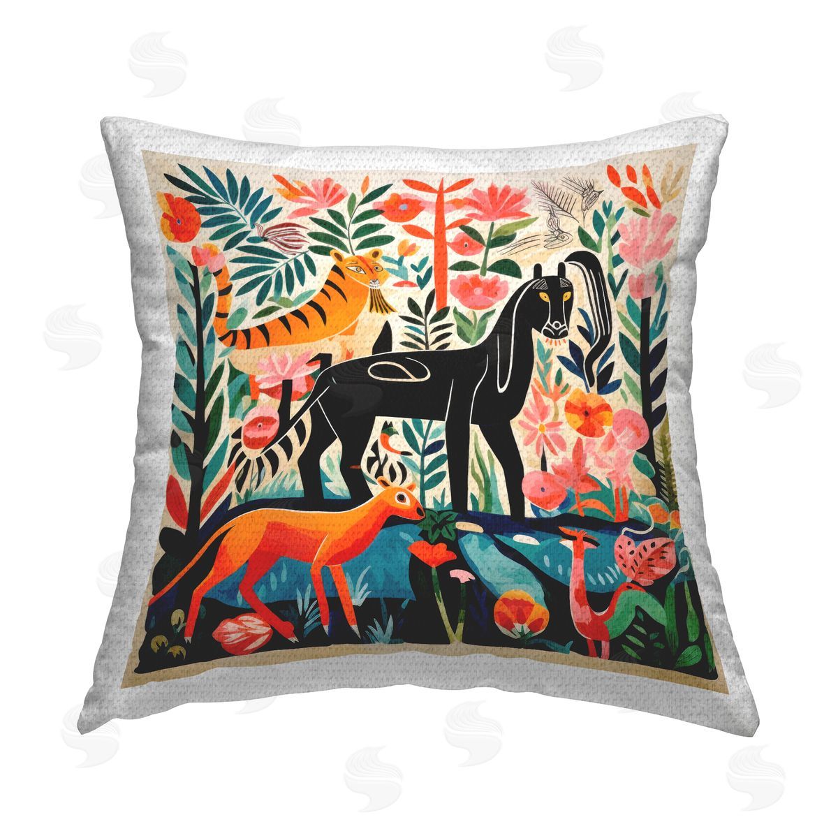 Lazar Studio Abstract Wildlife in Nature Outdoor Quick-Dry Polyester Printed Throw Pillow