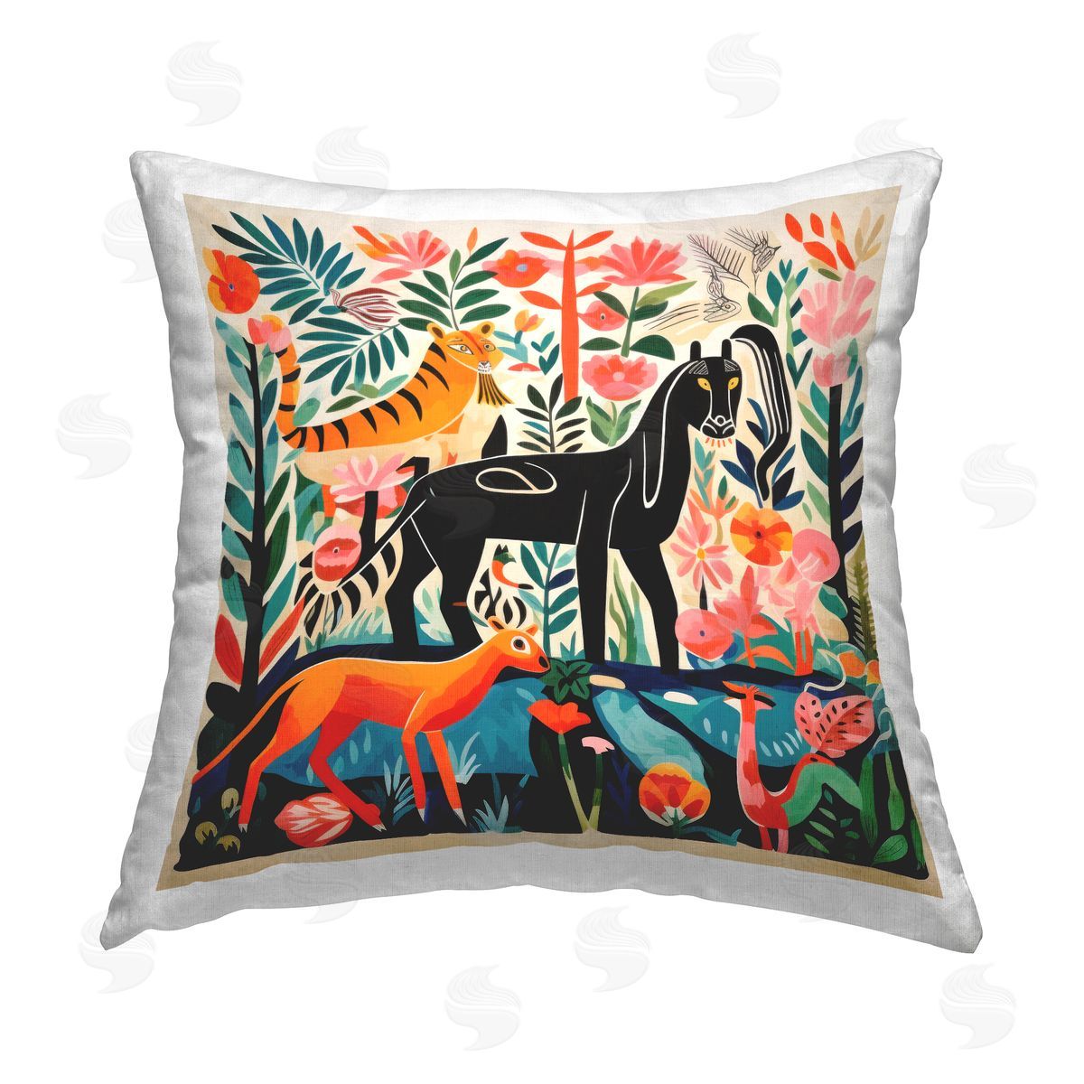 Lazar Studio Abstract Wildlife in Nature Printed Plush Polyester Throw Pillow