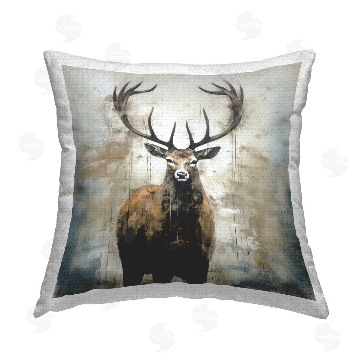 Lazar Studio Elk with Rustic Details Outdoor Quick-Dry Polyester Printed Throw Pillow
