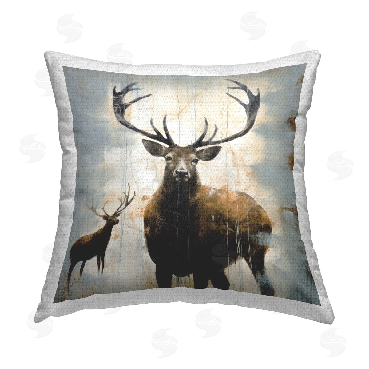 Lazar Studio Elk Abstraction on Grey Outdoor Quick-Dry Polyester Printed Throw Pillow