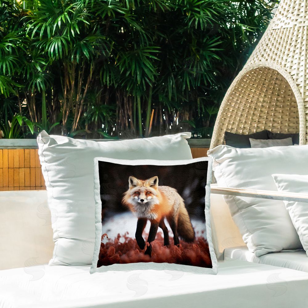 Lazar Studio Fox Roaming in Nature Outdoor Quick-Dry Polyester Printed Throw Pillow in Back Yard