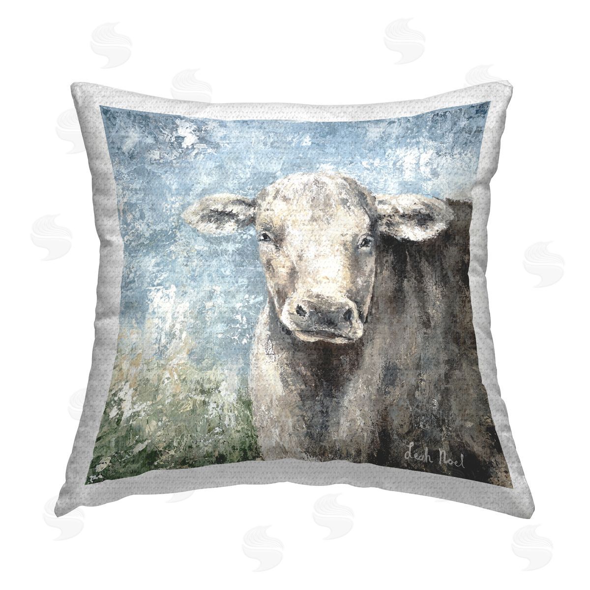 Leah Noel Art Abstract Cow Gazing Outdoor Quick-Dry Polyester Printed Throw Pillow