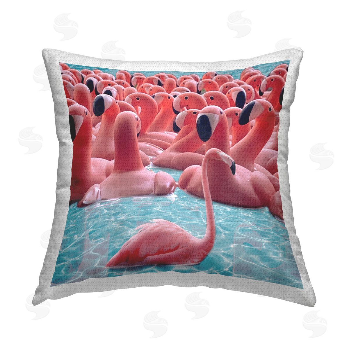 Ziwei Li Summer Flamingos in Pool Outdoor Quick-Dry Polyester Printed Throw Pillow