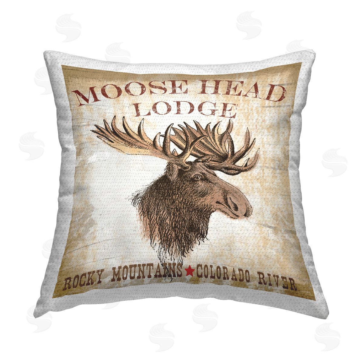 Lula Bijoux & co. Rustic Moose Head Lodge Outdoor Quick-Dry Polyester Printed Throw Pillow