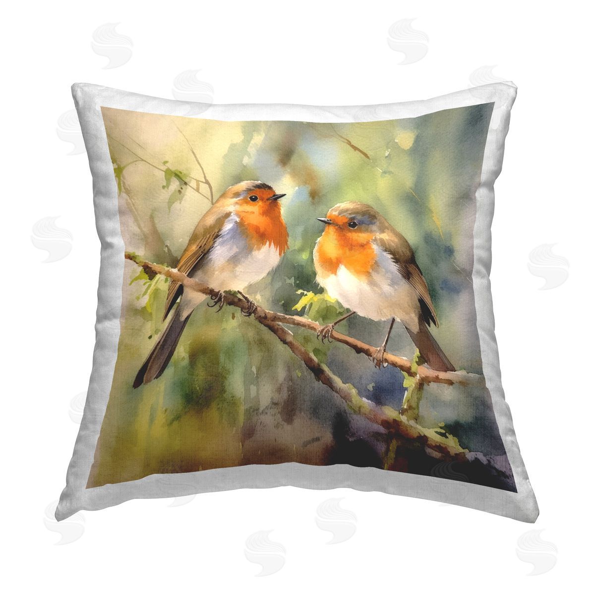 Ryley Gray Robin Birds on Branch Printed Plush Polyester Throw Pillow
