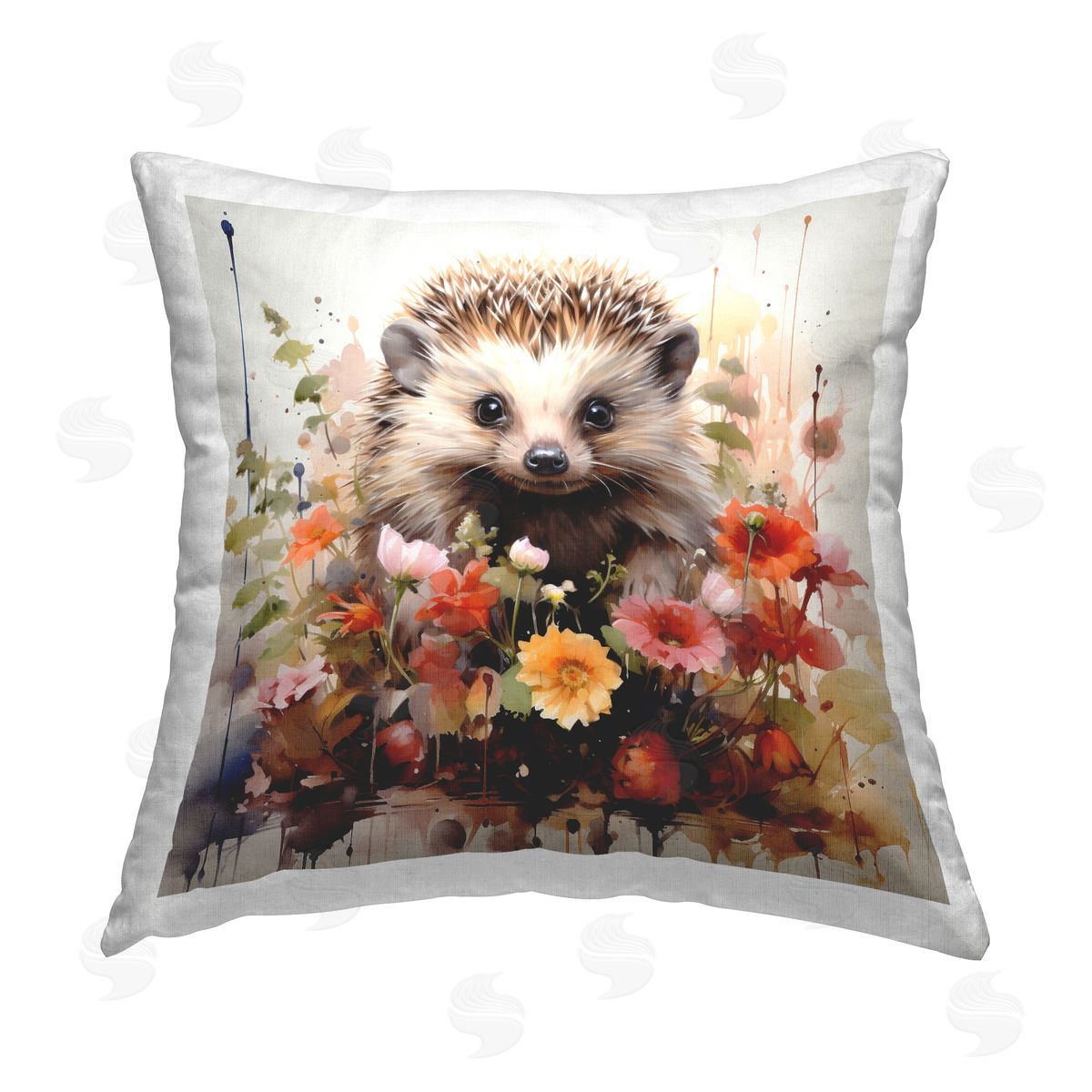 Ryley Gray Modern Floral Hedgehog Printed Plush Polyester Throw Pillow