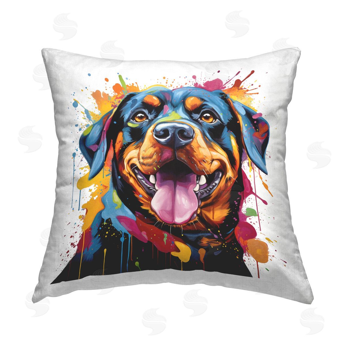 MB Cunningham Vivid Hued Rott Portrait Printed Plush Polyester Throw Pillow