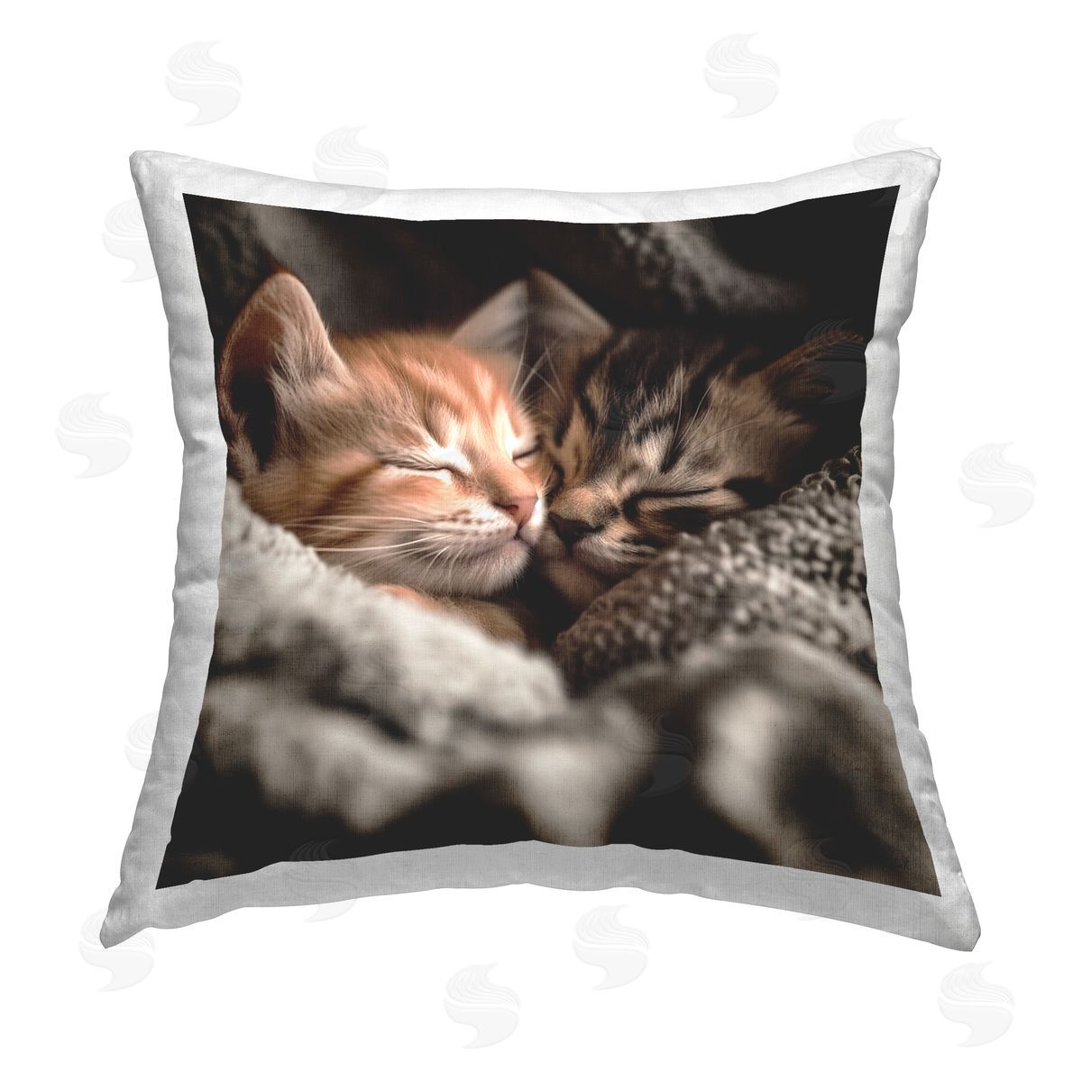 Roozbeh Cuddling Kittens Sleeping Printed Plush Polyester Throw Pillow