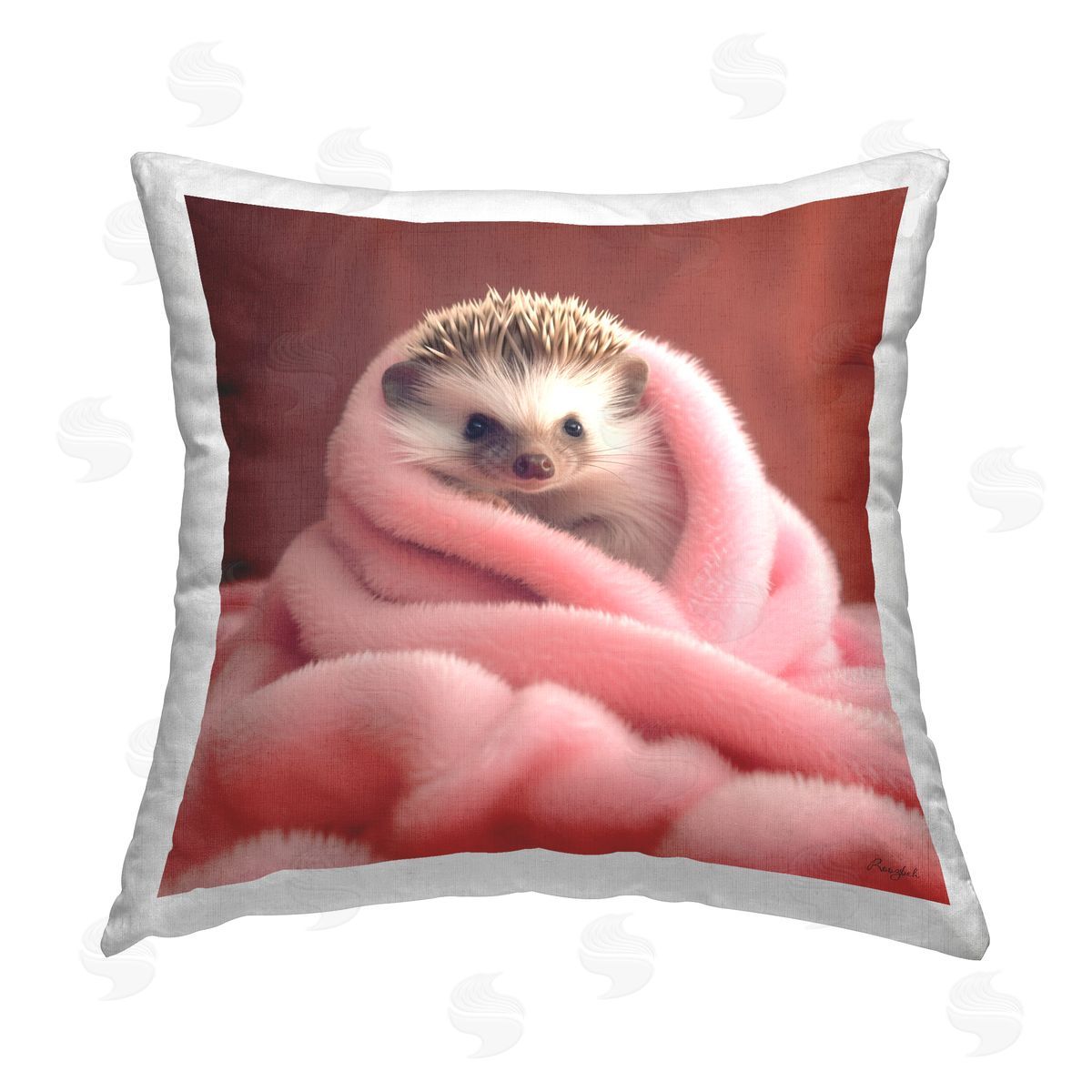 Roozbeh Cuddly Hedgehog in Blanket Printed Plush Polyester Throw Pillow