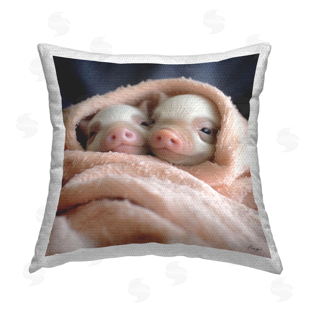 Roozbeh Soft Cuddling Piglets Outdoor Quick-Dry Polyester Printed Throw Pillow