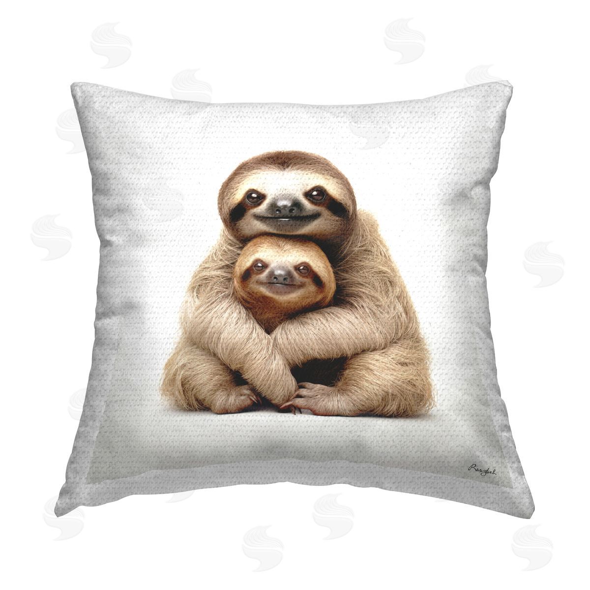 Roozbeh Minimal Hugging Sloths Outdoor Quick-Dry Polyester Printed Throw Pillow
