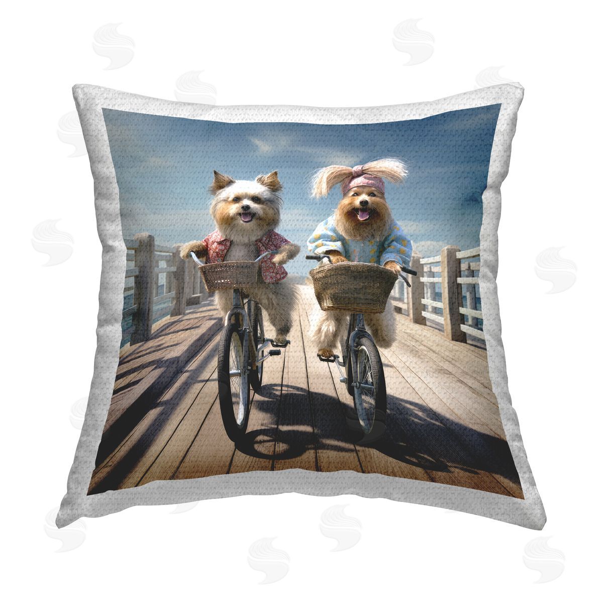 Ray Powers Dogs Cycling Landscape Outdoor Quick-Dry Polyester Printed Throw Pillow