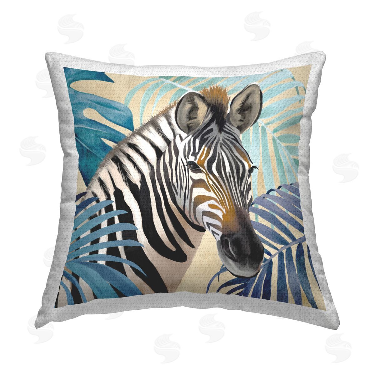 Lucca Sheppard Zebra & Tropical Leaves Outdoor Quick-Dry Polyester Printed Throw Pillow