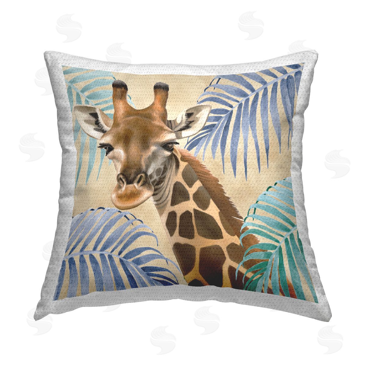 Lucca Sheppard Giraffe & Tropical Palms Outdoor Quick-Dry Polyester Printed Throw Pillow