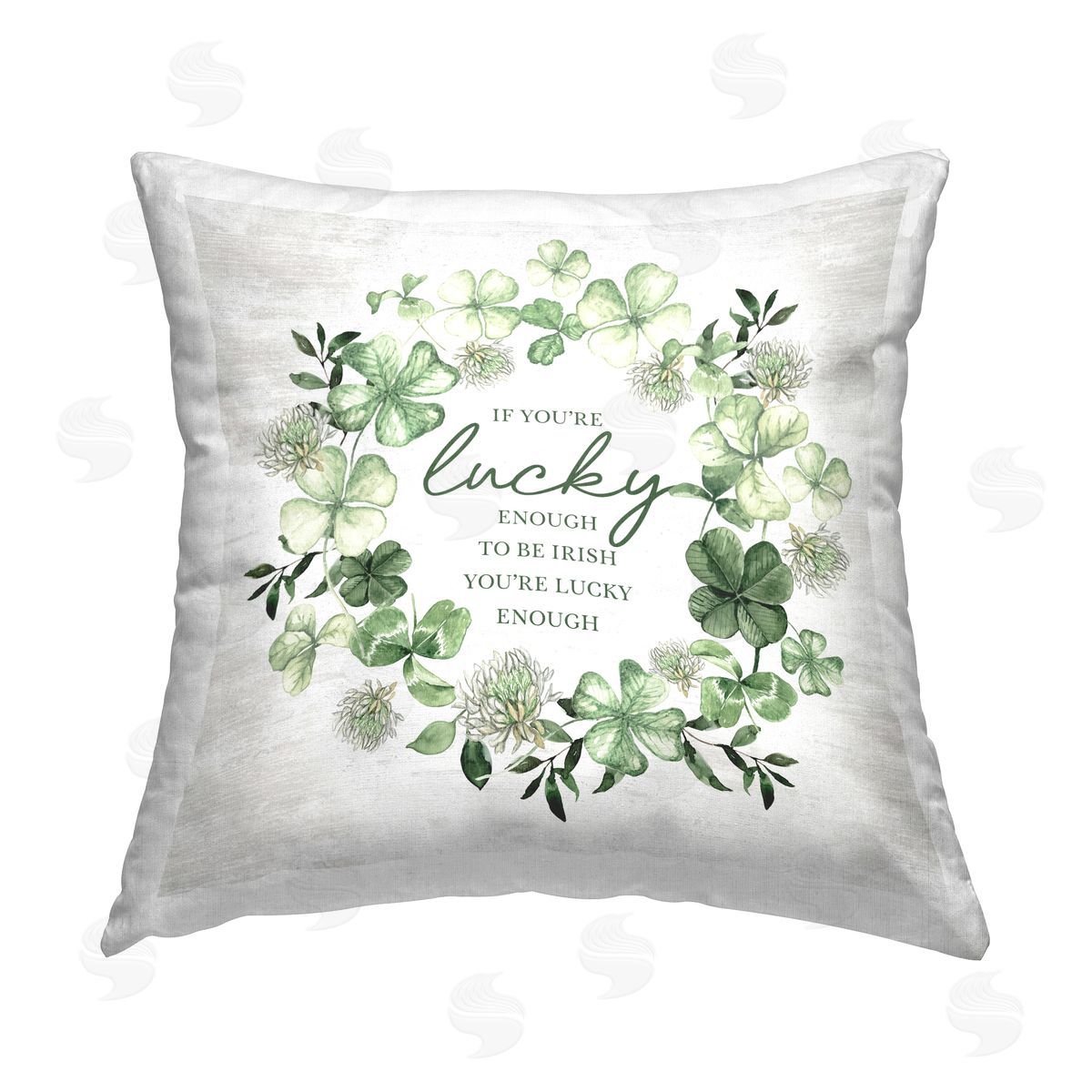 Lettered and Lined Lucky To Be Irish Wreath Printed Plush Polyester Throw Pillow