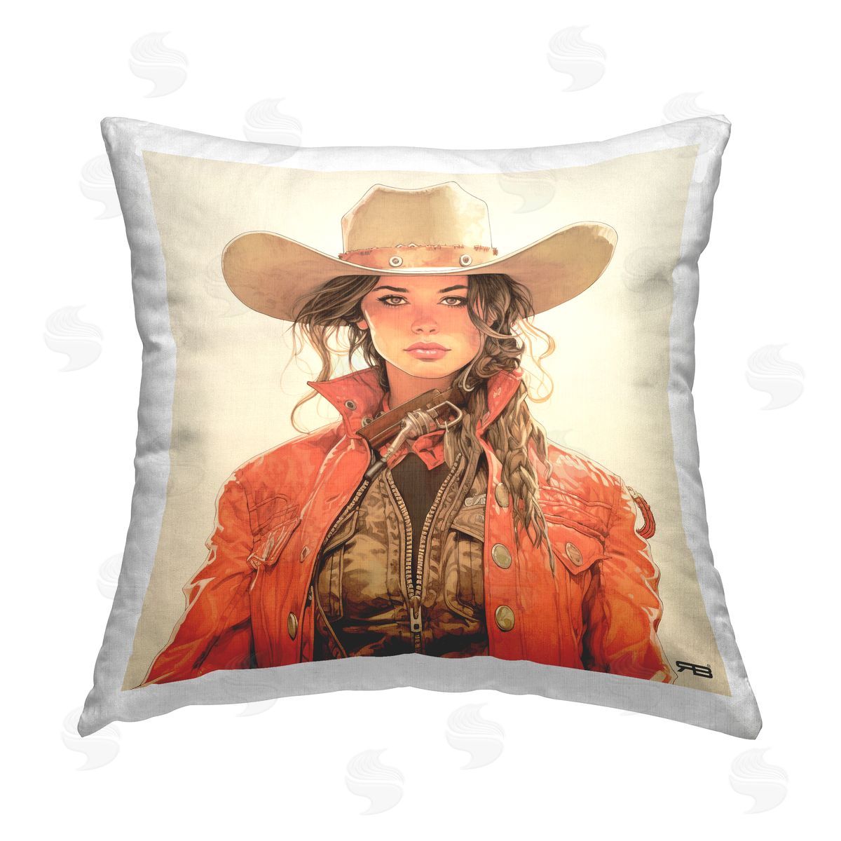 RB Southern Stylish Cowgirl Printed Plush Polyester Throw Pillow