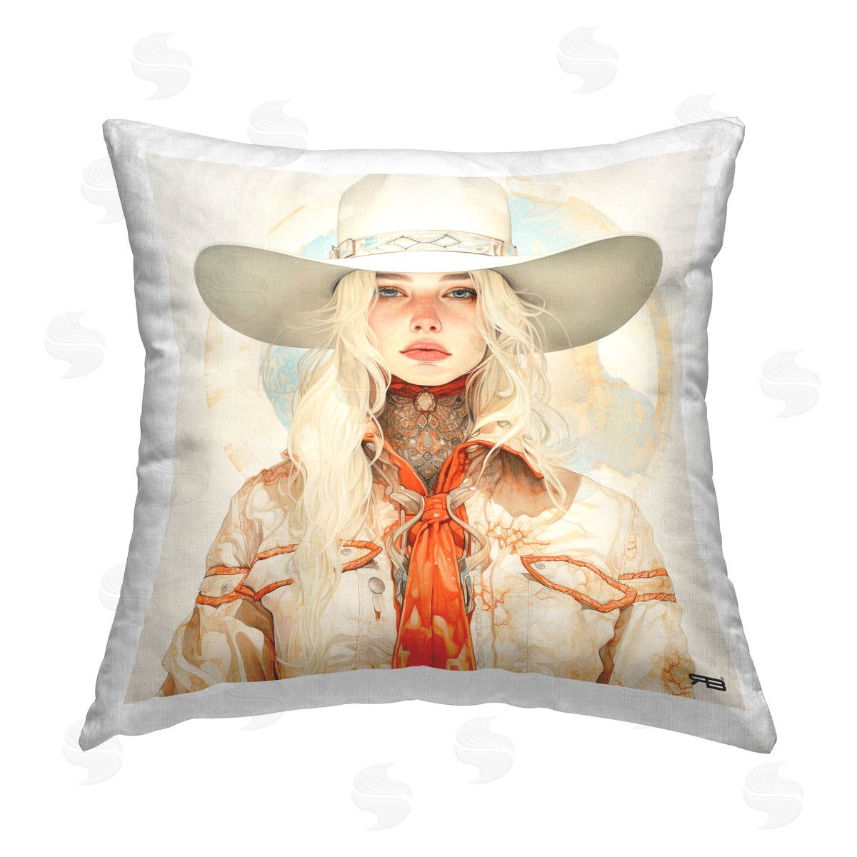 RB Charming Southern Cowgirl Printed Plush Polyester Throw Pillow