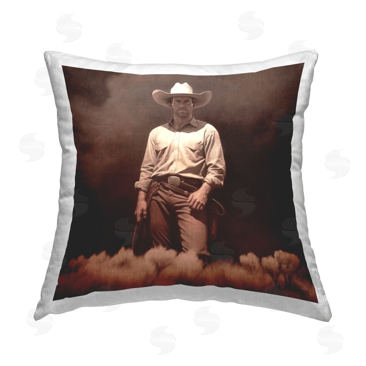 RB Rodeo Cowboy Stance Printed Plush Polyester Throw Pillow