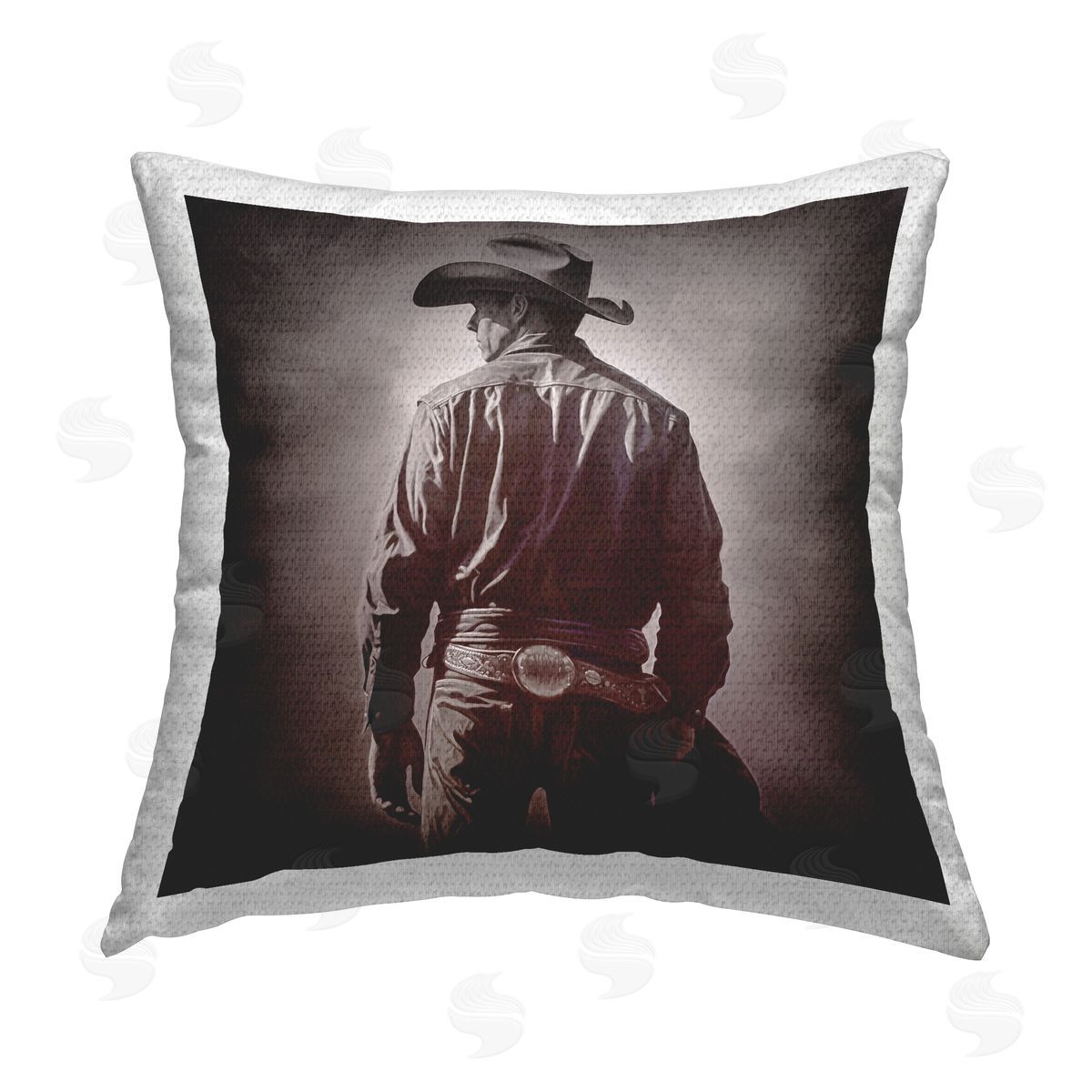 RB Dark Cowboy Silhouette Outdoor Quick-Dry Polyester Printed Throw Pillow