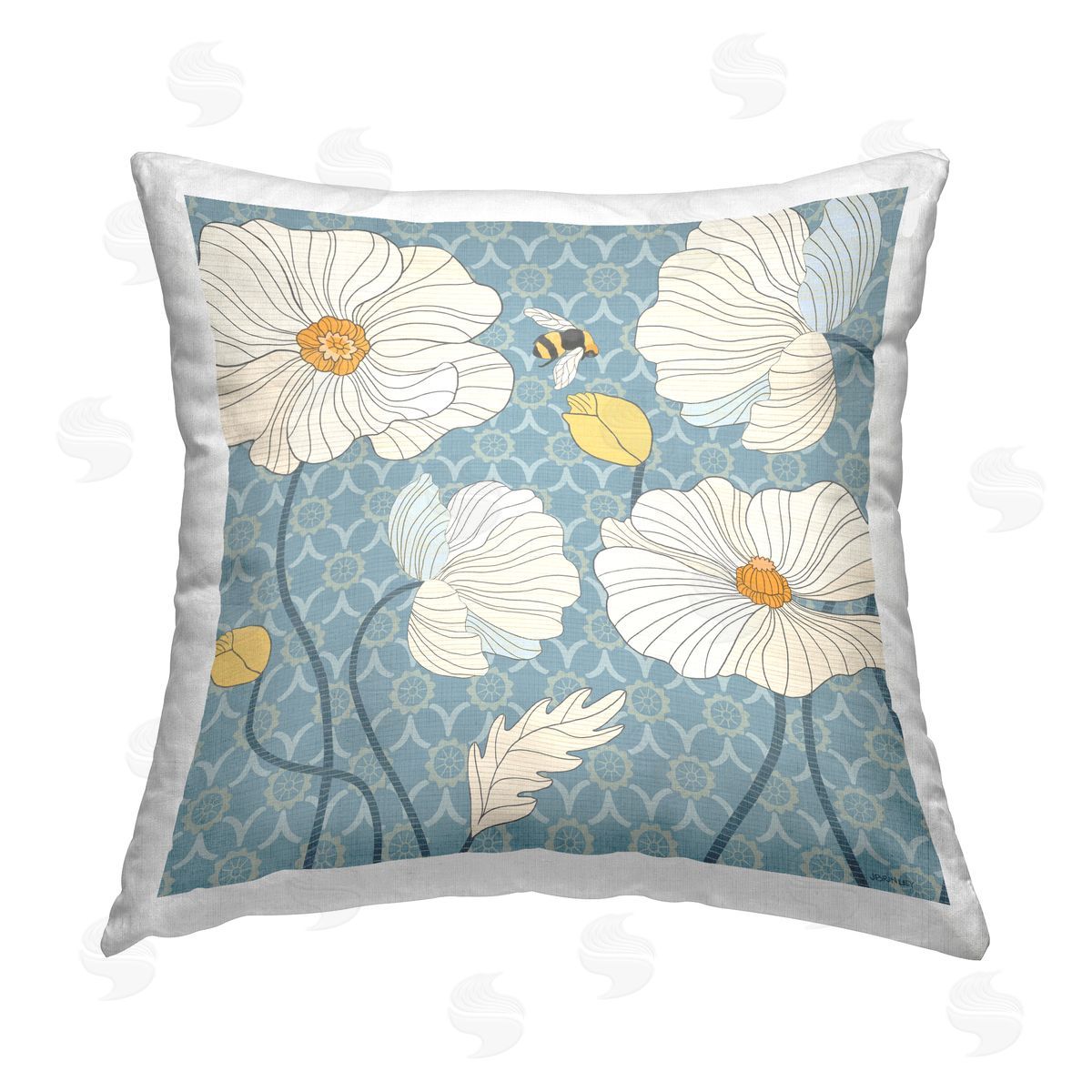 Jennifer Brinley rep. Levison Designs Florals on Trellis Pattern Printed Plush Polyester Throw Pillow