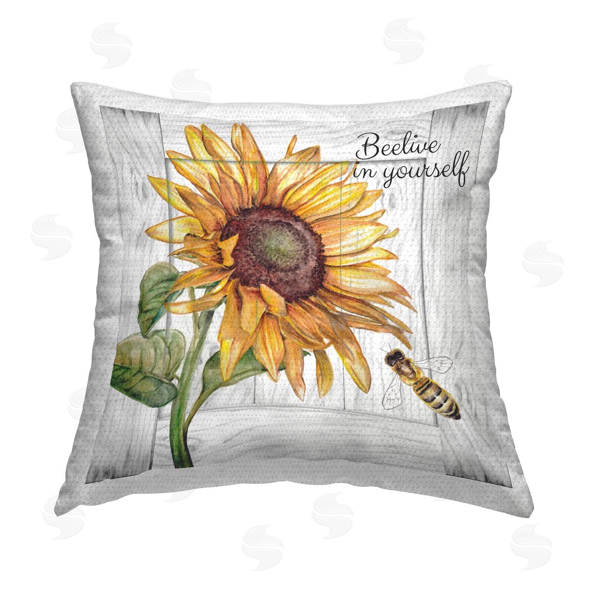 Studio 731 rep. Levison Designs Beelieve Floral Bee Pun Outdoor Quick-Dry Polyester Printed Throw Pillow