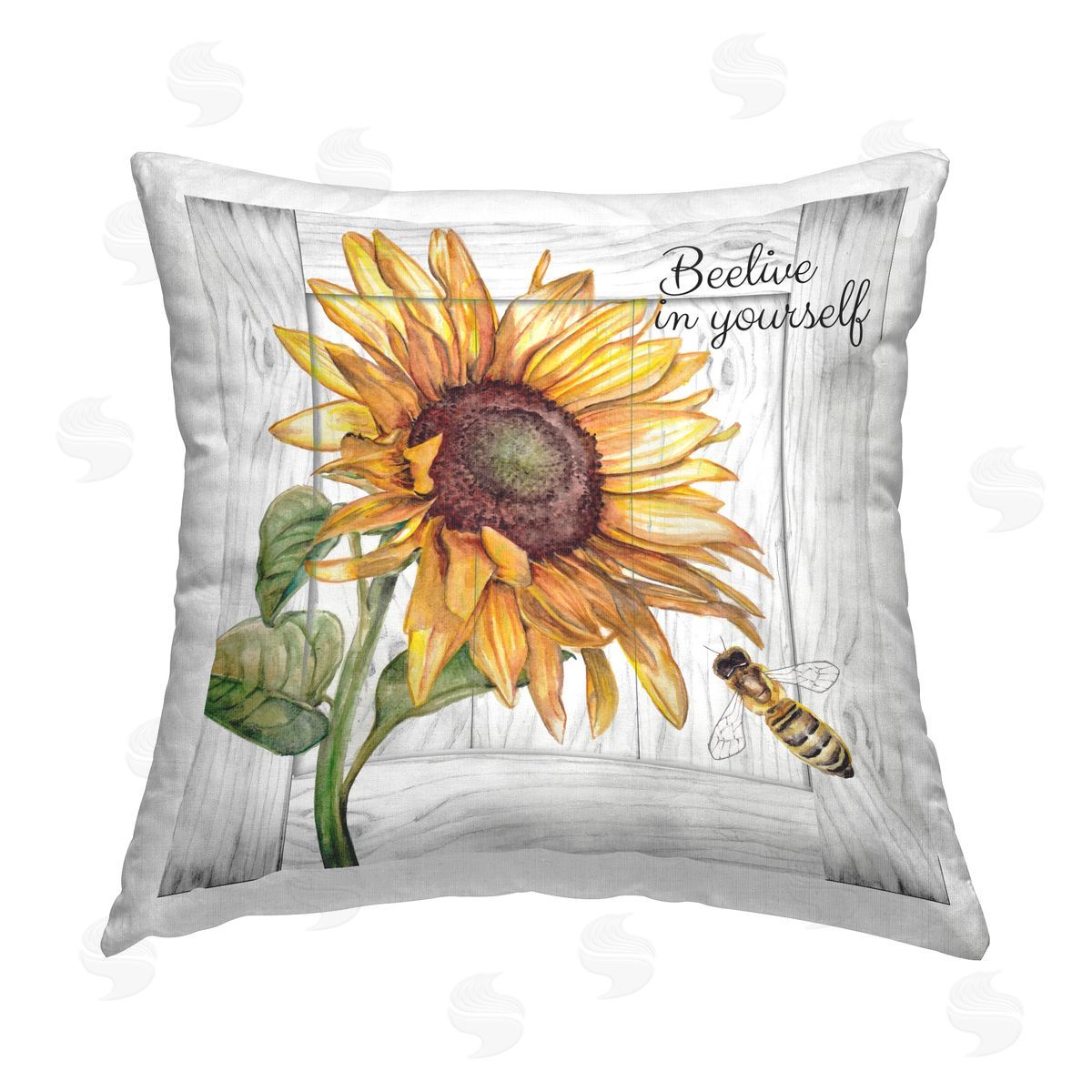 Studio 731 rep. Levison Designs Beelieve Floral Bee Pun Printed Plush Polyester Throw Pillow