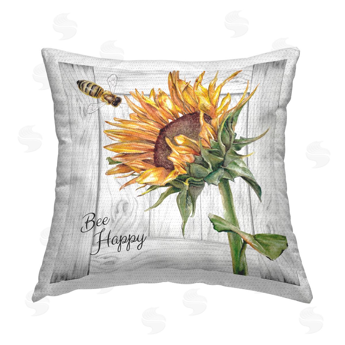Studio 731 rep. Levison Designs Bee Happy Sunflower Outdoor Quick-Dry Polyester Printed Throw Pillow