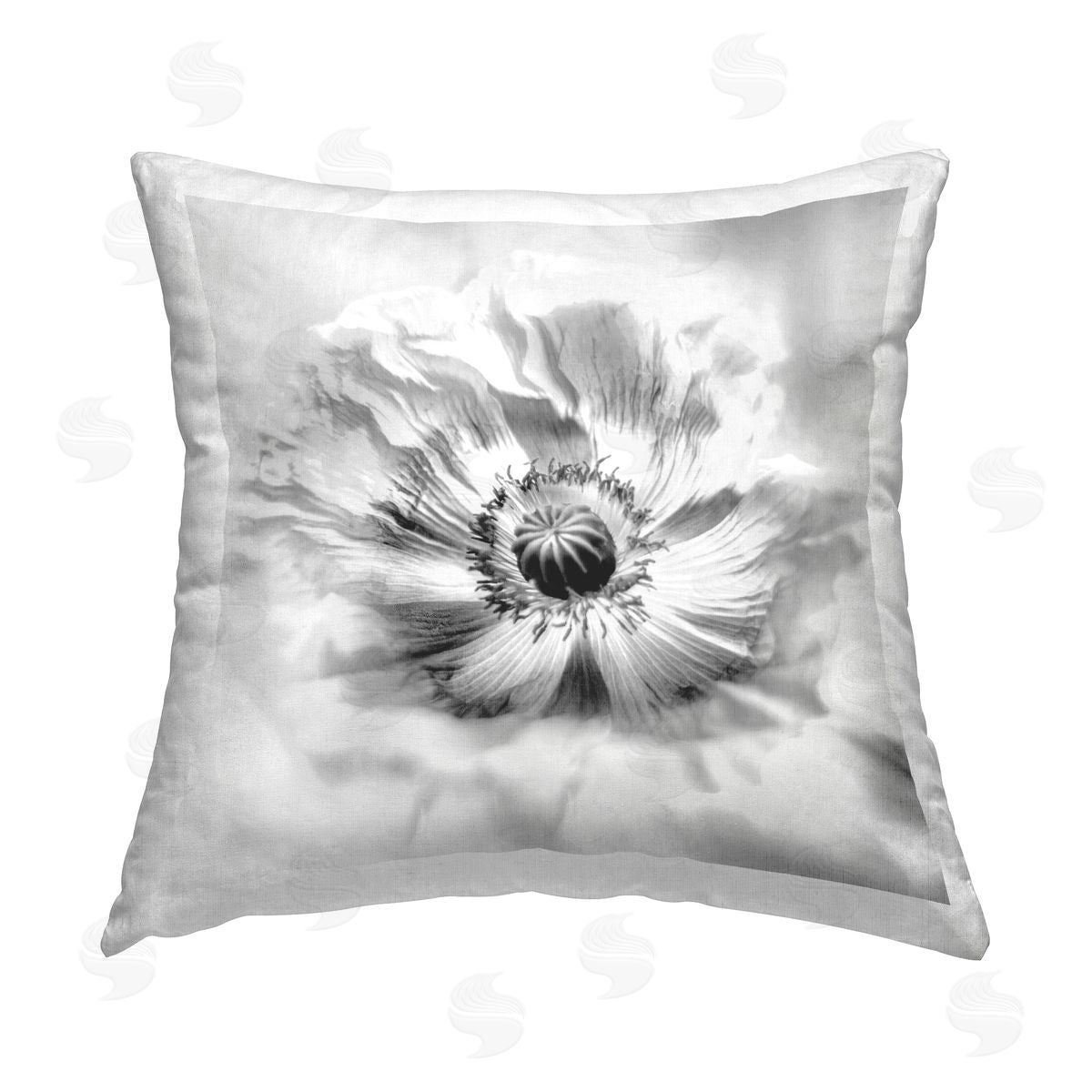 Irene Weisz Close Up Poppy Anther Printed Plush Polyester Throw Pillow