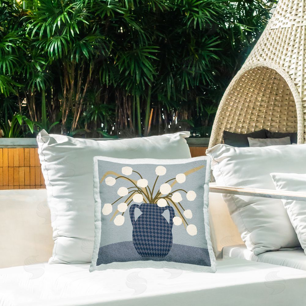 Regina Moore Abstract Potted Botanicals Outdoor Quick-Dry Polyester Printed Throw Pillow in Back Yard