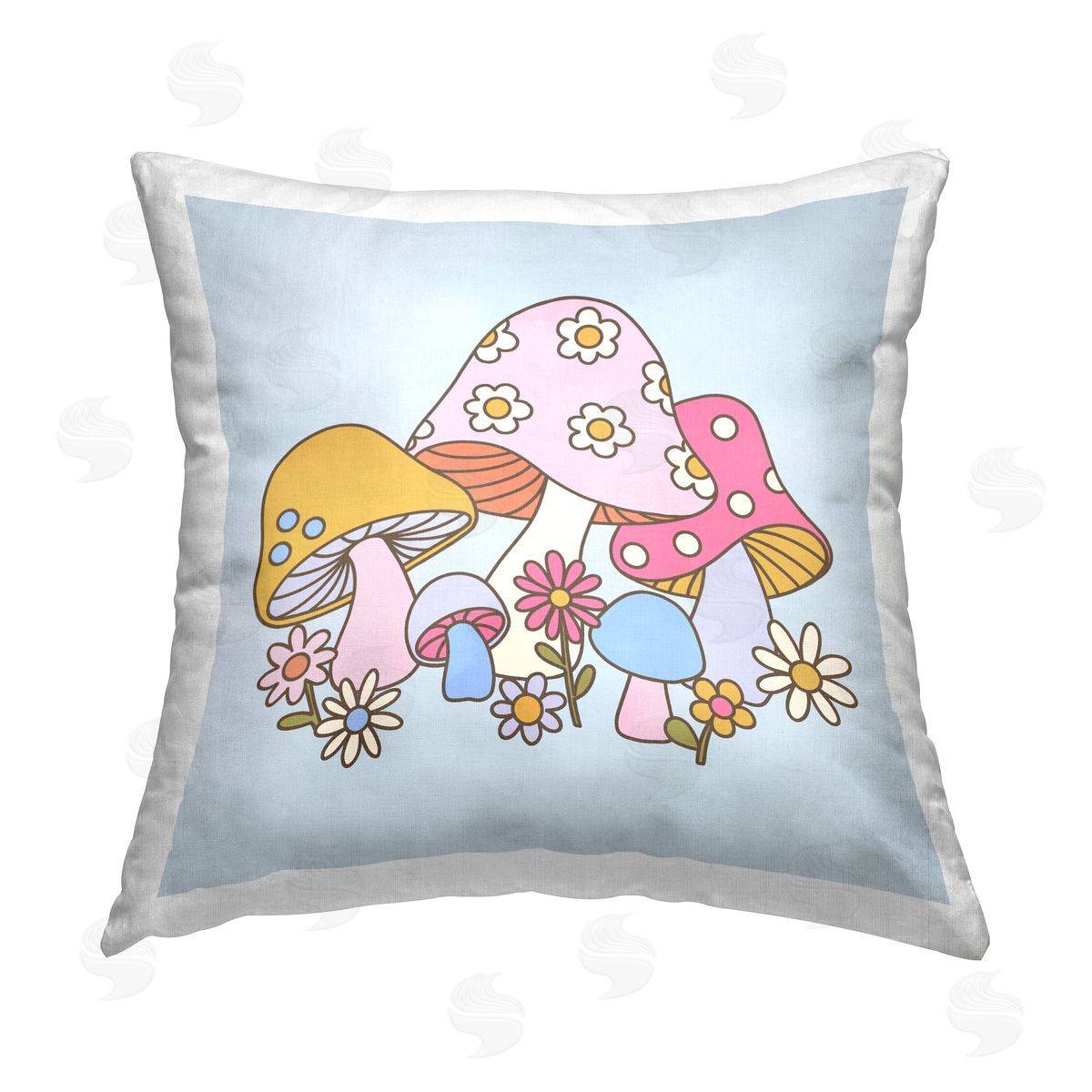 Victoria Barnes Groovy Mushroom Pattern Printed Plush Polyester Throw Pillow