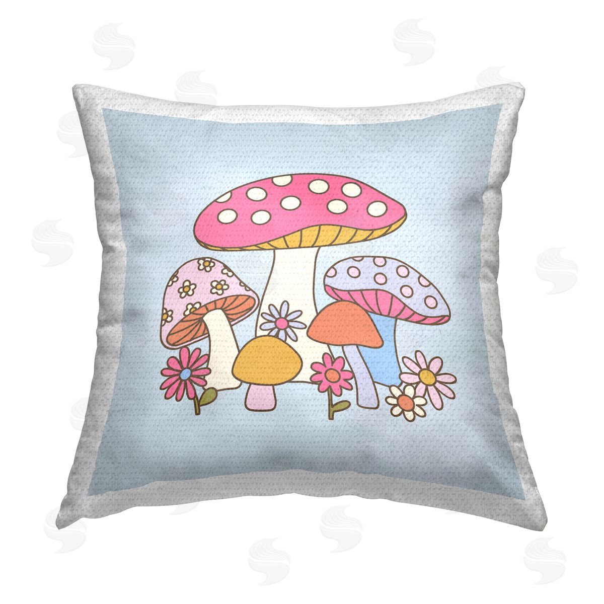 Victoria Barnes Groovy Patterned Mushrooms Outdoor Quick-Dry Polyester Printed Throw Pillow