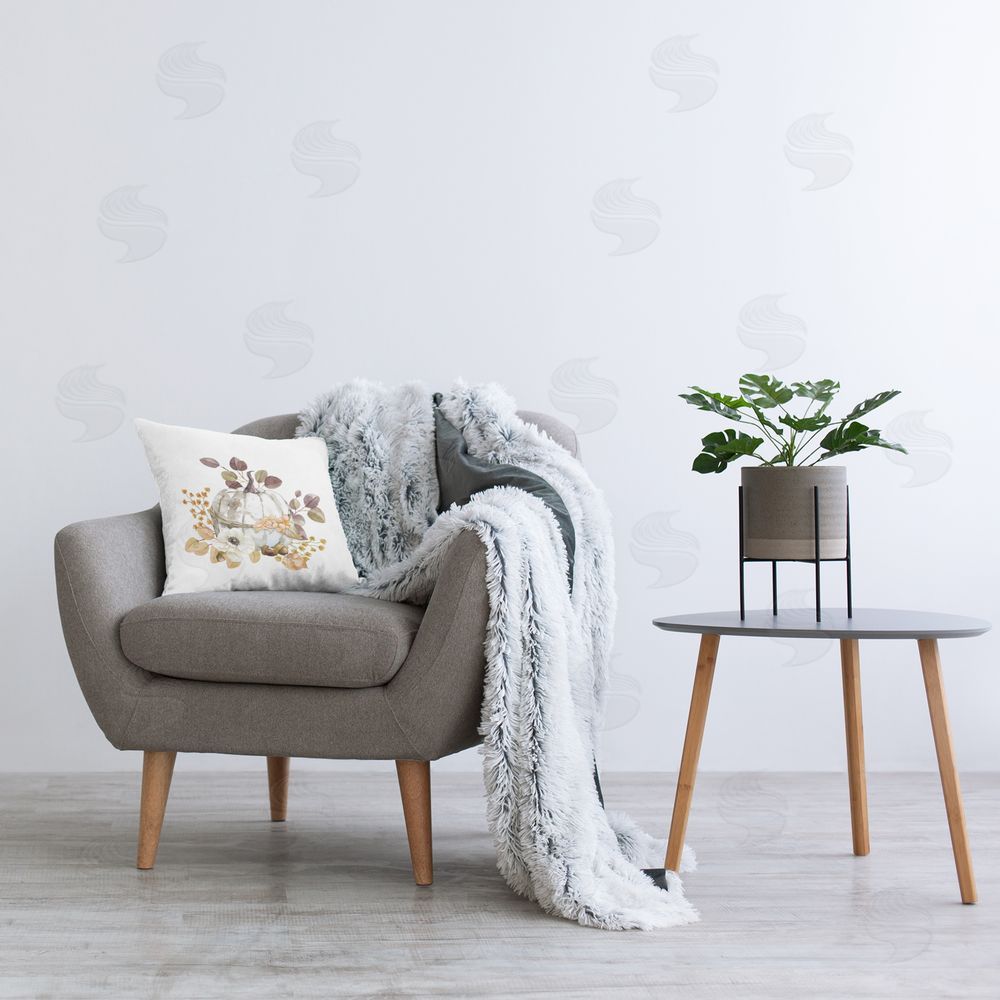 Carol Robinson Minimal Autumnal Botanicals Printed Plush Polyester Throw Pillow On Chair