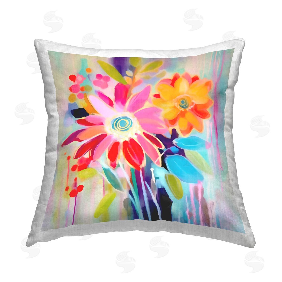 Andrea Haase Modern Vivid Florals Printed Plush Polyester Throw Pillow