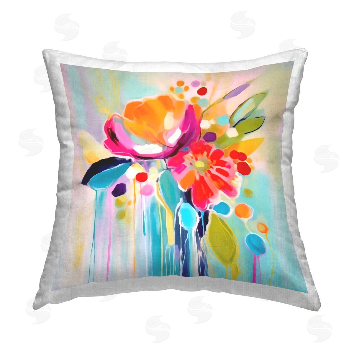 Andrea Haase Floral Modern Drip Pattern Printed Plush Polyester Throw Pillow