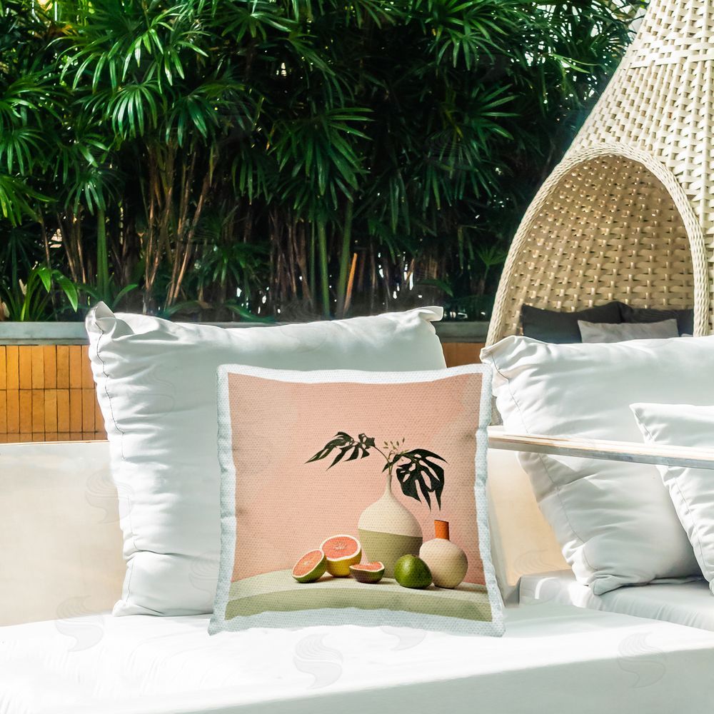 Lazar Studio Modern Tropical Citrus Outdoor Quick-Dry Polyester Printed Throw Pillow in Back Yard