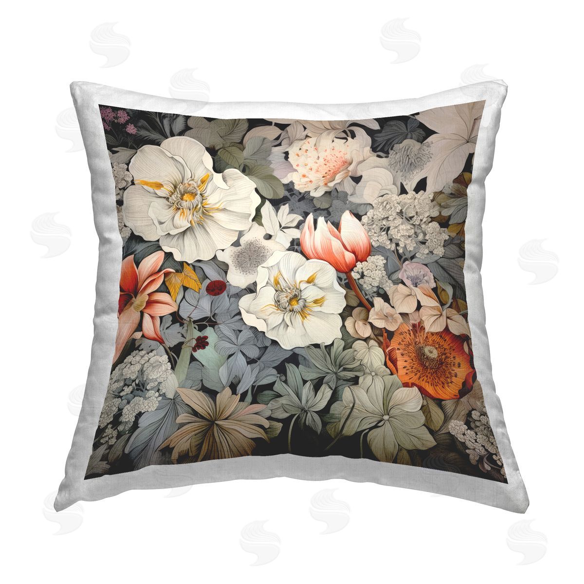 Lazar Studio Varied Flower Collage Printed Plush Polyester Throw Pillow