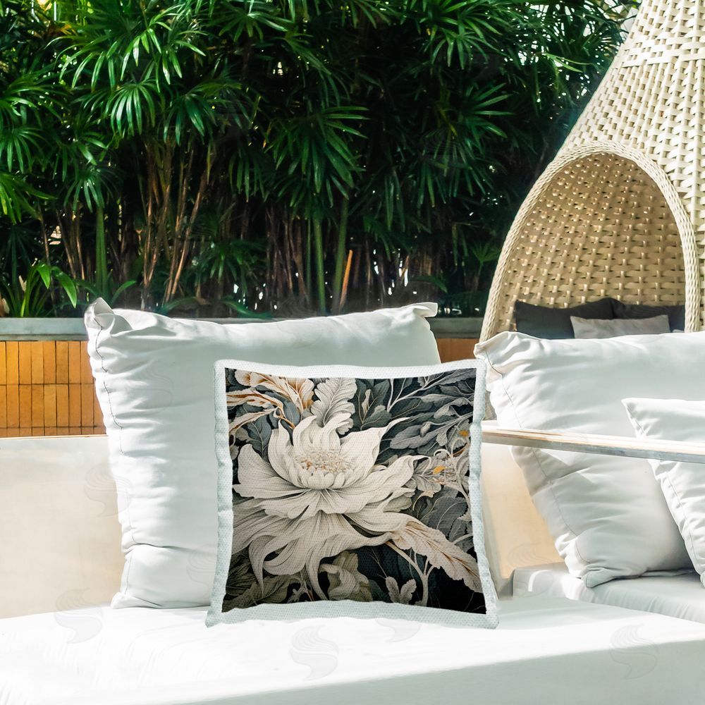 Lazar Studio Vintage Floral Arrangement Outdoor Quick-Dry Polyester Printed Throw Pillow in Back Yard