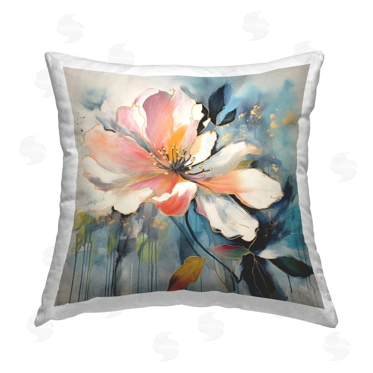 Lazar Studio Modern Flower Abstraction Printed Plush Polyester Throw Pillow