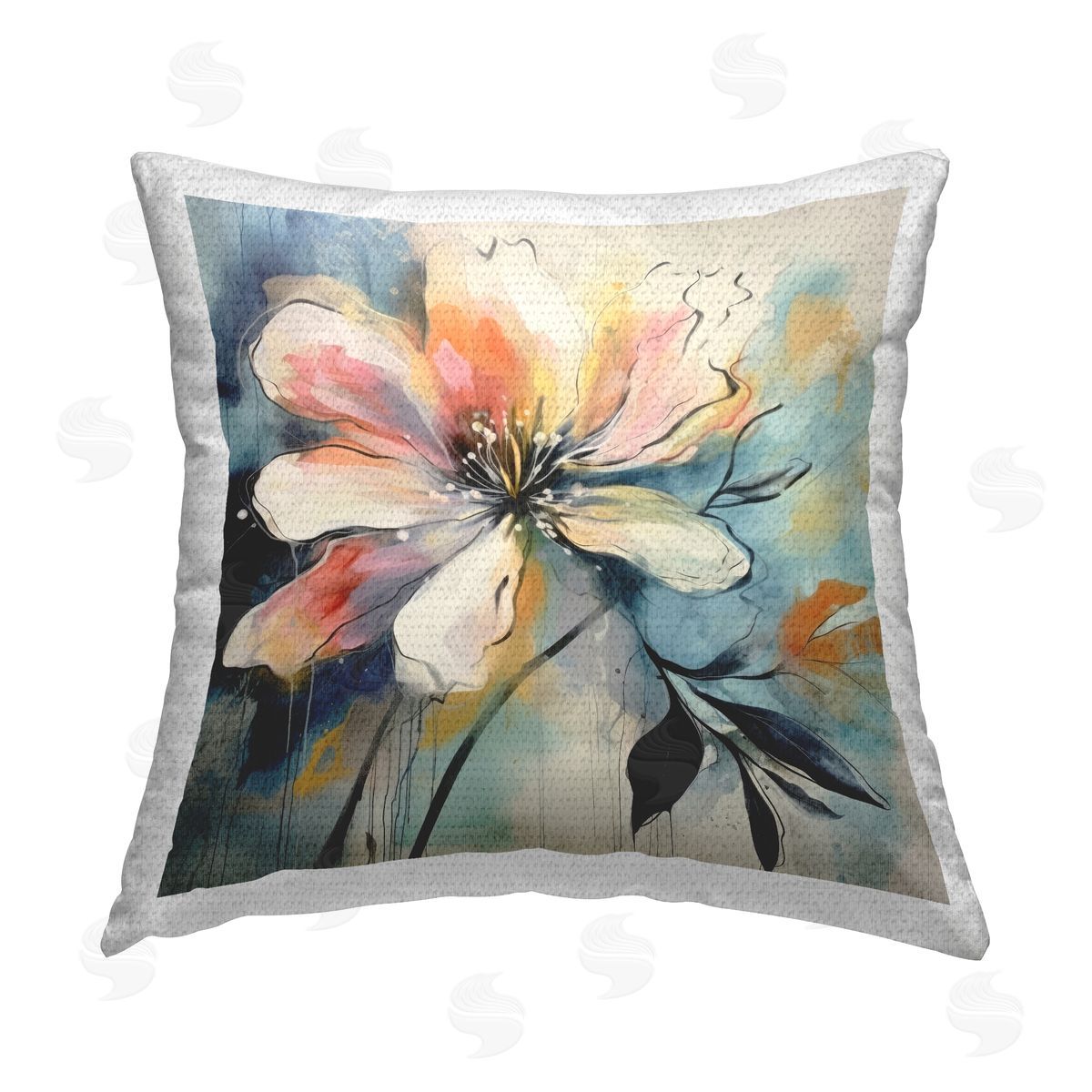 Lazar Studio Modern Blossom Shape Outdoor Quick-Dry Polyester Printed Throw Pillow