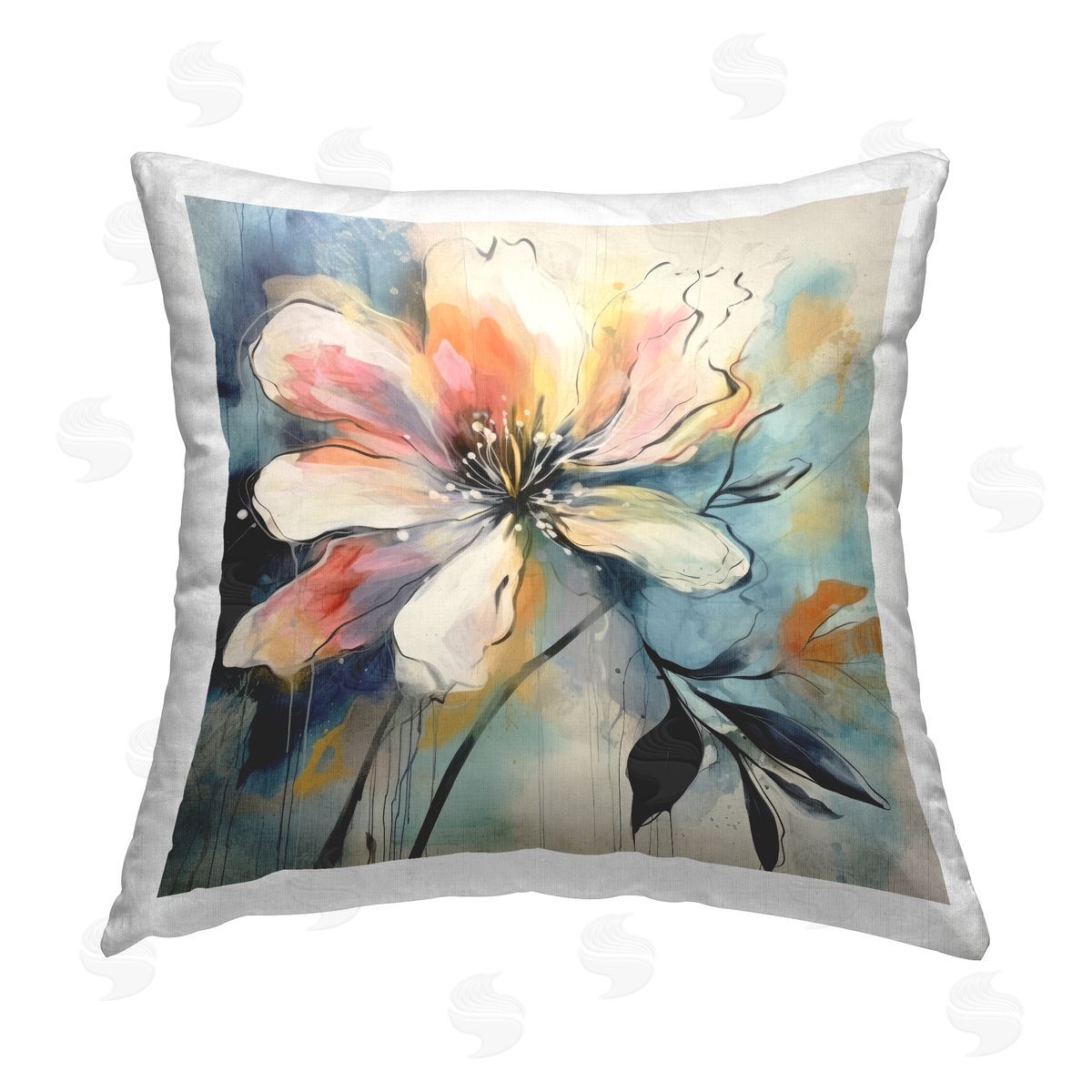 Lazar Studio Modern Blossom Shape Printed Plush Polyester Throw Pillow