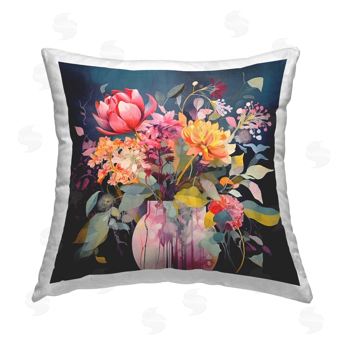 Lazar Studio Modern Alluring Flowers Printed Plush Polyester Throw Pillow